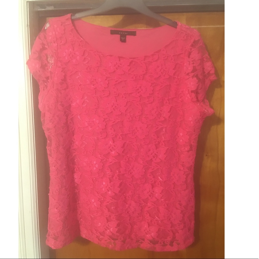 Fever Pink Lace Top Sz L